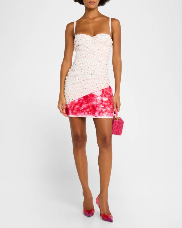 Sleeveless Ruched Sequin Mini Dress
